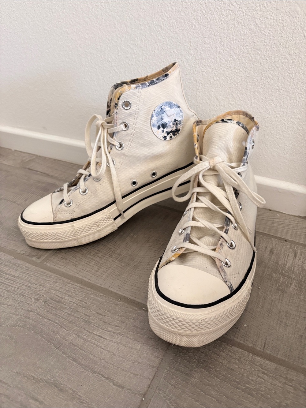 Rare Watercolor Women's Cream High-Top Canvas Converse Sneakers